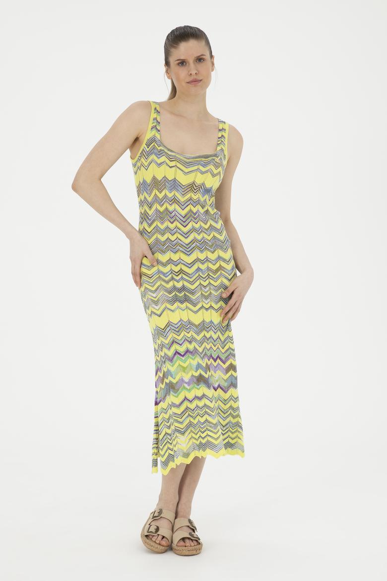 Kadın Fıstık Yeşili Bisiklet Yaka Triko Elbise - 50280458003