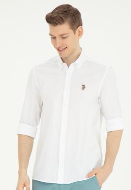 Erkek Beyaz Uzun Kollu Basic Gömlek - 50282588061