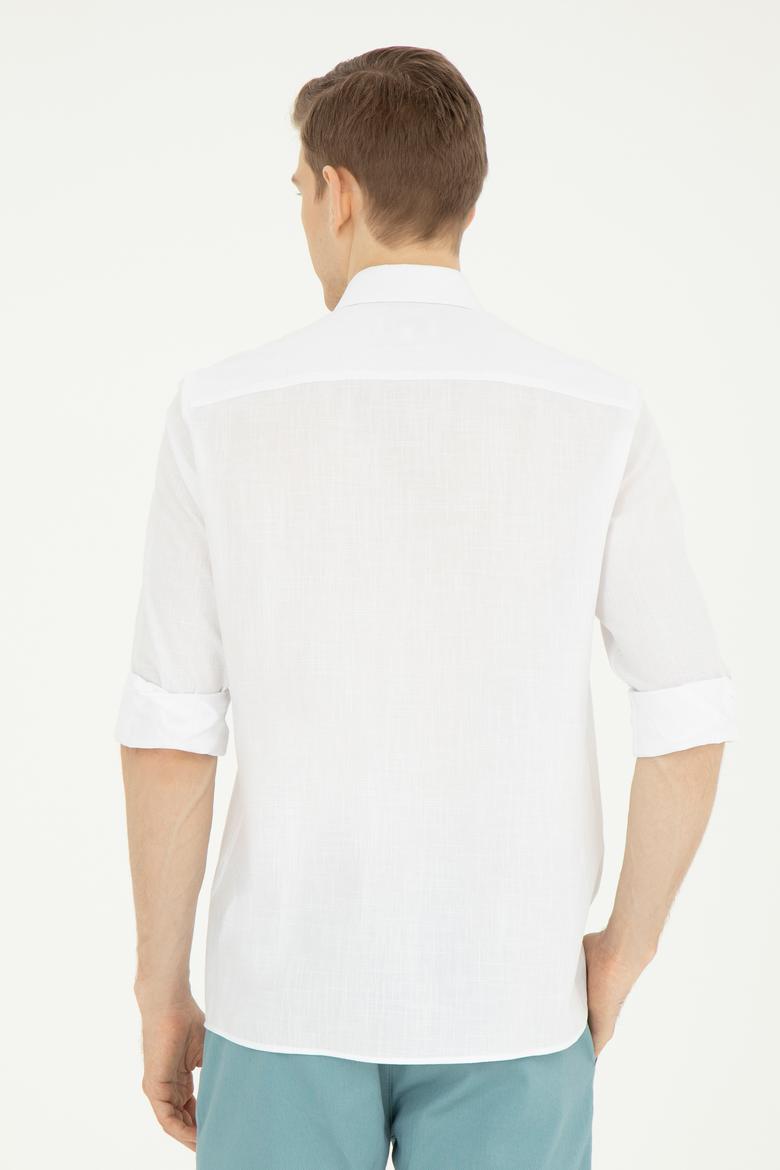 Erkek Beyaz Uzun Kollu Basic Gömlek - 50282588061