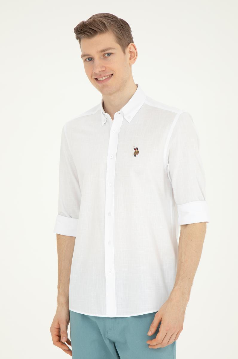 Erkek Beyaz Uzun Kollu Basic Gömlek