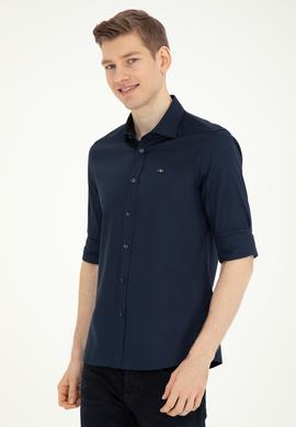 Erkek Lacivert Uzun Kollu Basic Gömlek - 50282608051