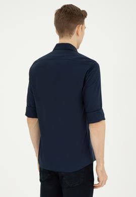 Erkek Lacivert Uzun Kollu Basic Gömlek - 50282608051