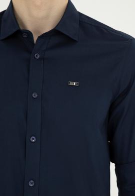 Erkek Lacivert Uzun Kollu Basic Gömlek - 50282608051