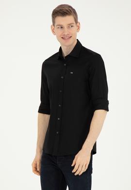 Erkek Siyah Uzun Kollu Basic Gömlek - 50282608102
