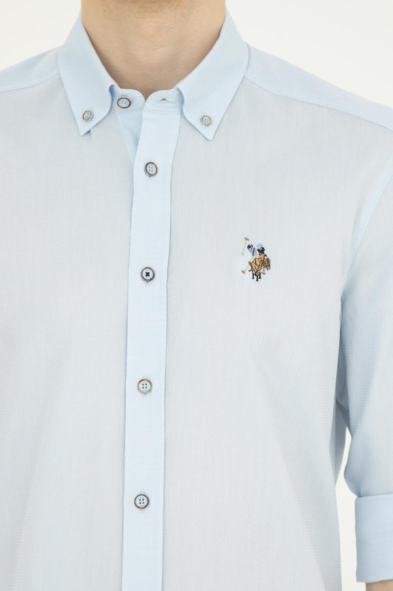 Erkek Açık Mavi Uzun Kollu Basic Gömlek