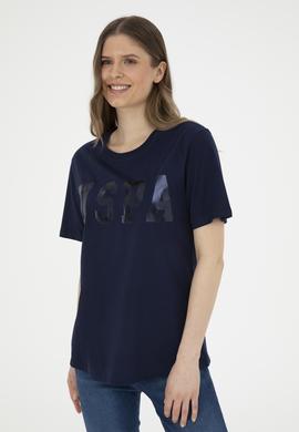 Kadın Lacivert Basic Bisiklet Yaka Tişört - 50280020008