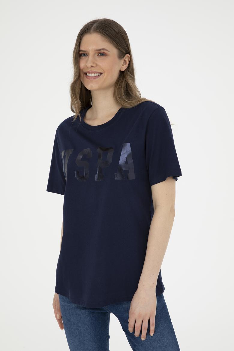 Kadın Lacivert Basic Bisiklet Yaka Tişört