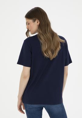Kadın Lacivert Basic Bisiklet Yaka Tişört - 50280020008
