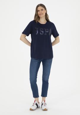 Kadın Lacivert Basic Bisiklet Yaka Tişört - 50280020008