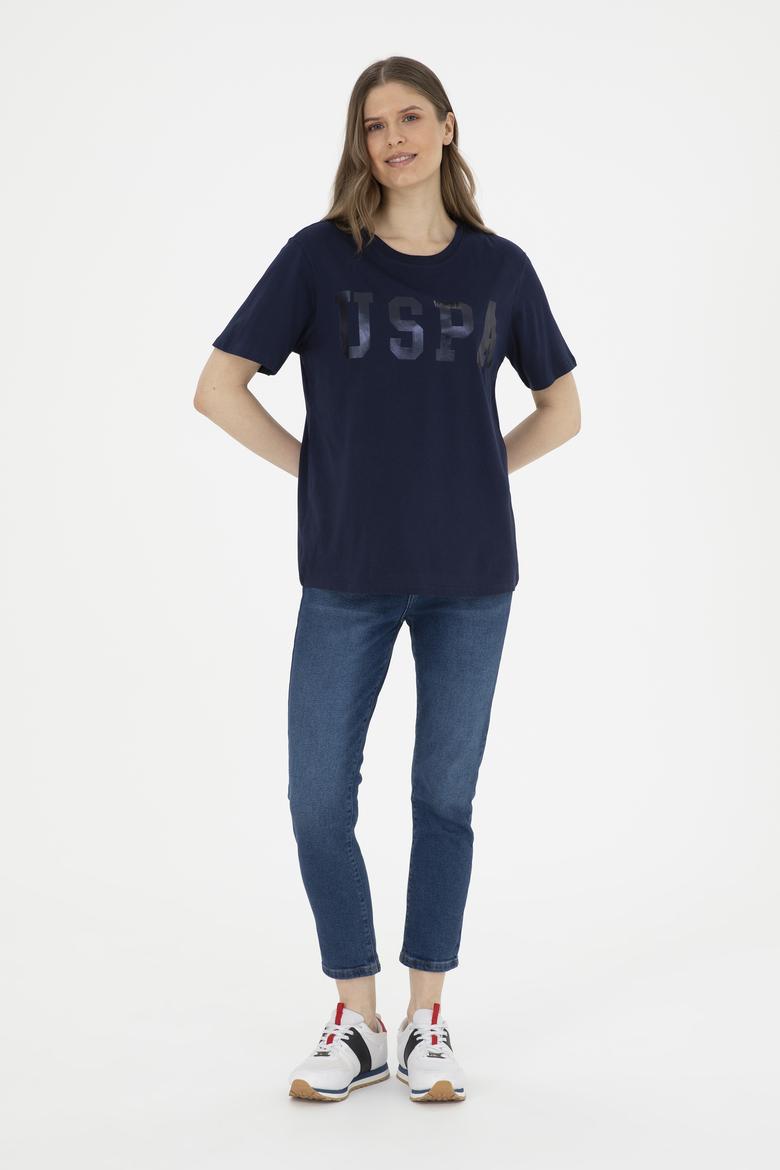 Kadın Lacivert Basic Bisiklet Yaka Tişört - 50280020008