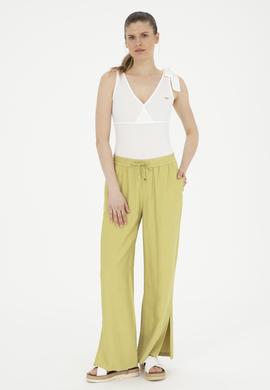 Kadın Fıstık Yeşili Loose Relax Fit Kanvas Pantolon - 50281147036