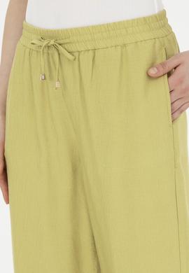 Kadın Fıstık Yeşili Loose Relax Fit Kanvas Pantolon - 50281147036