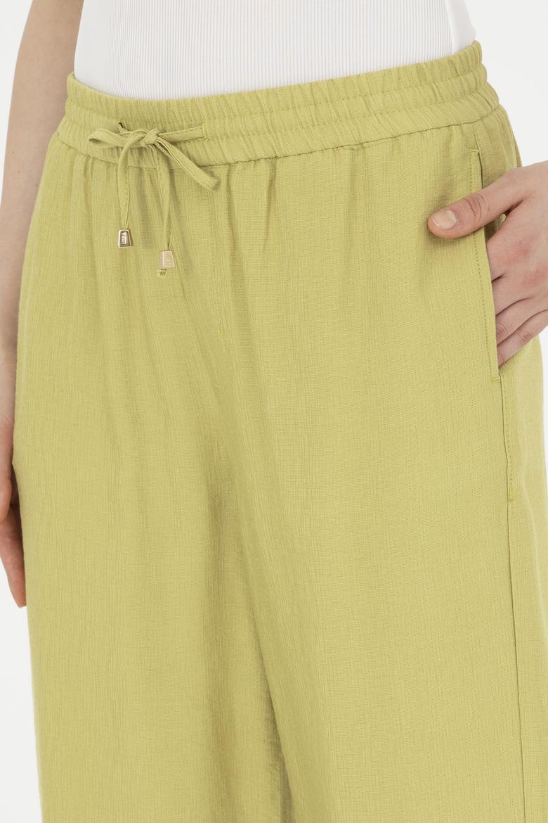 Kadın Fıstık Yeşili Loose Relax Fit Kanvas Pantolon - 50281147036