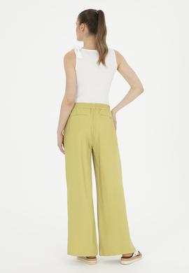 Kadın Fıstık Yeşili Loose Relax Fit Kanvas Pantolon - 50281147036