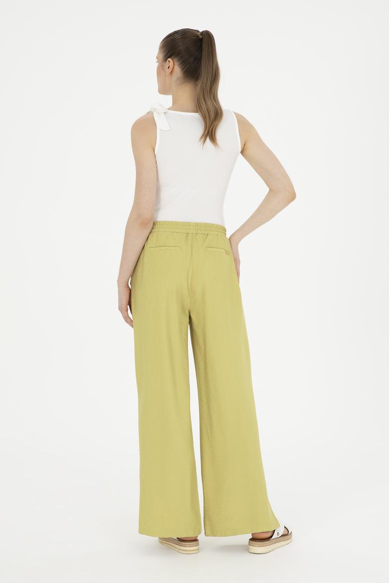 Kadın Fıstık Yeşili Loose Relax Fit Kanvas Pantolon - 50281147036