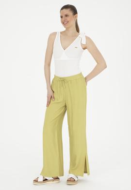 Kadın Fıstık Yeşili Loose Relax Fit Kanvas Pantolon - 50281147036
