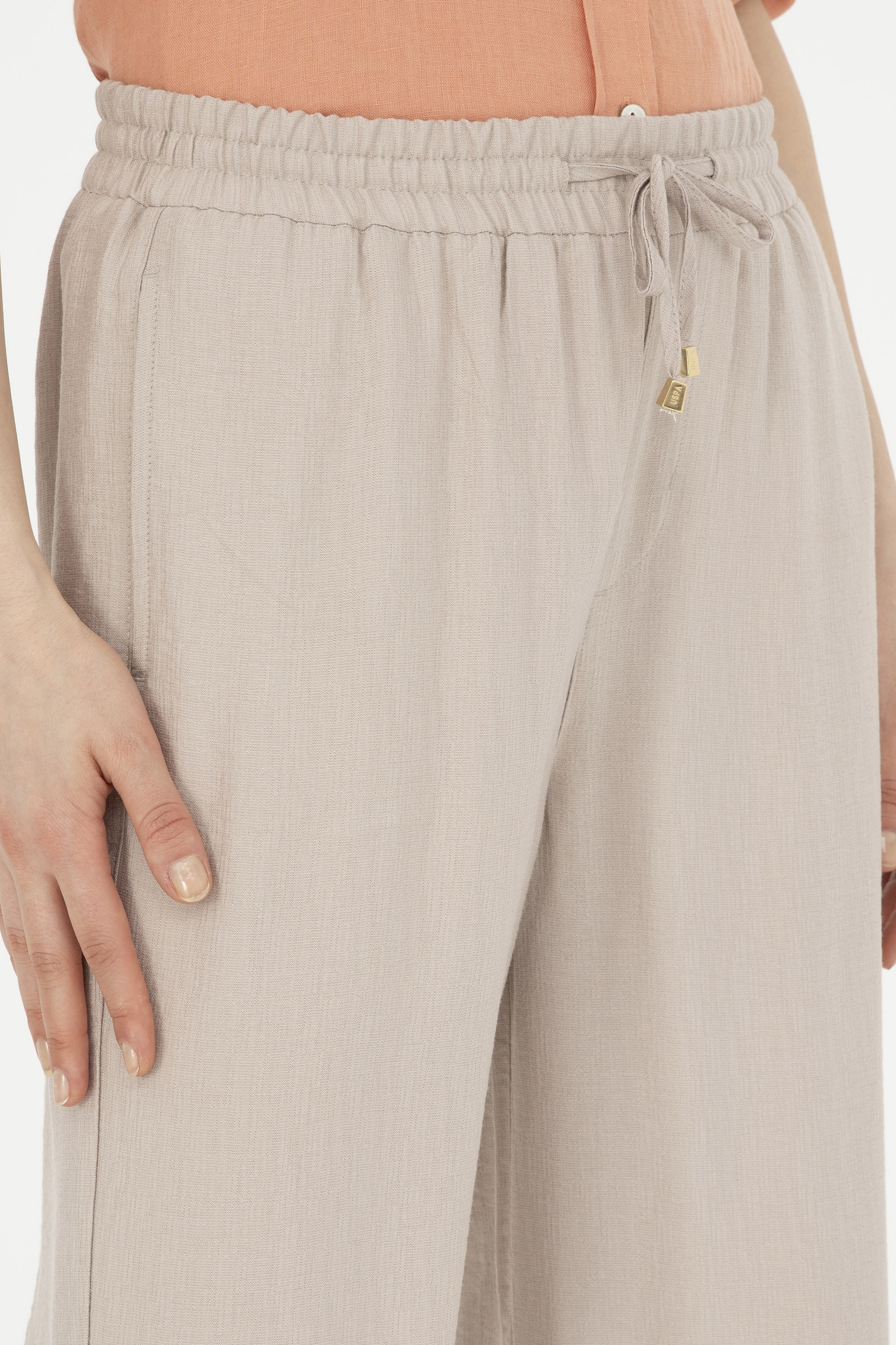 Kadın Taş Loose Relax Fit Kanvas Pantolon