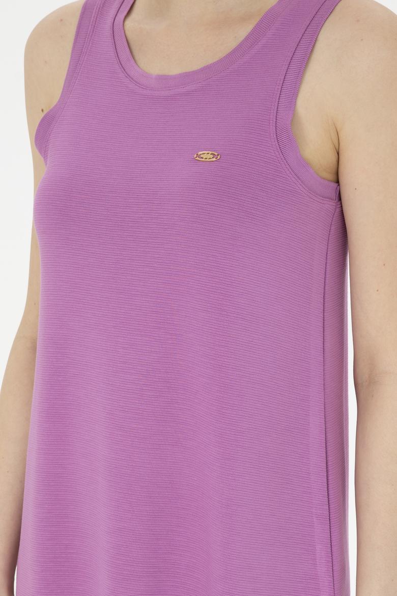 Kadın Menekşe Bisiklet Yaka Örme Elbise - 50281743044