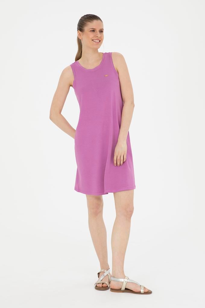 Kadın Menekşe Bisiklet Yaka Örme Elbise