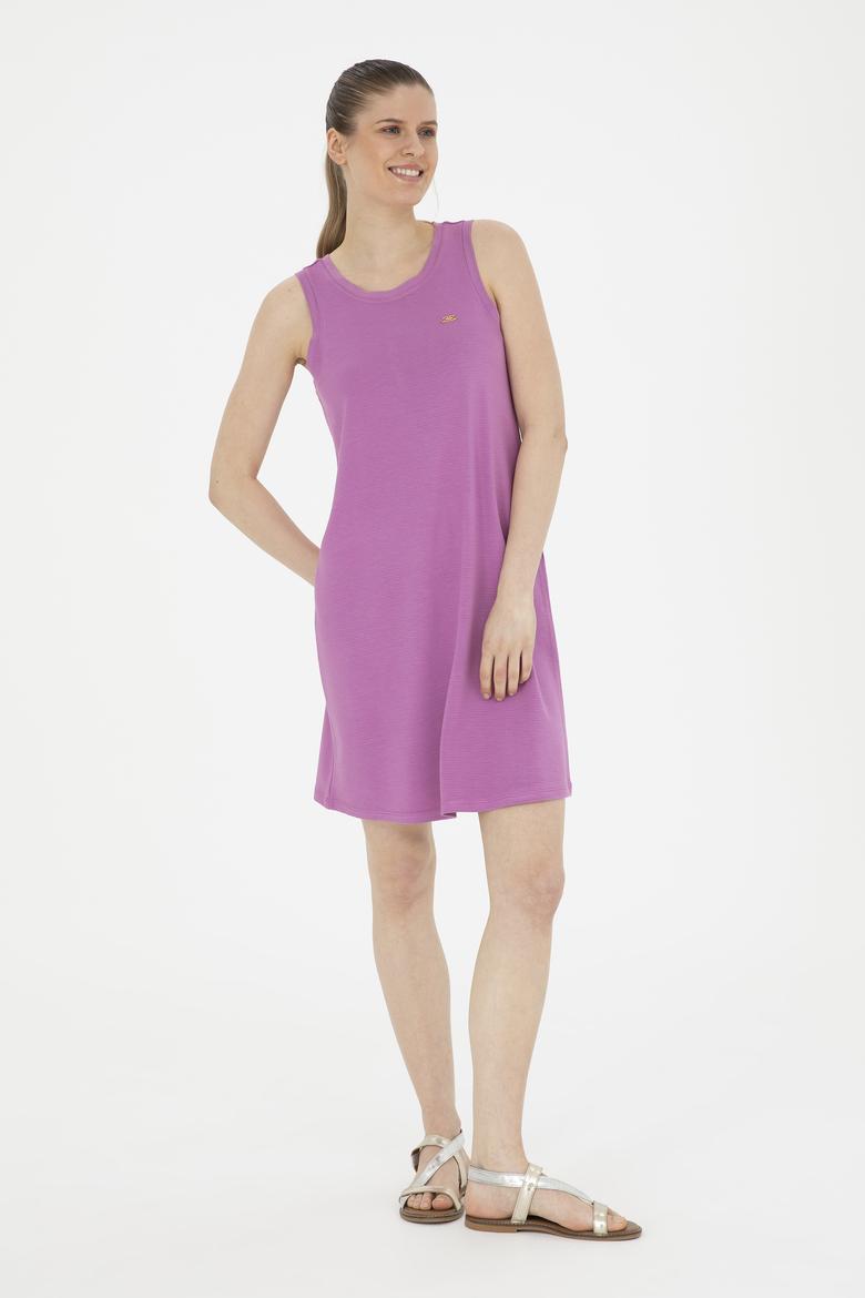 Kadın Menekşe Bisiklet Yaka Örme Elbise