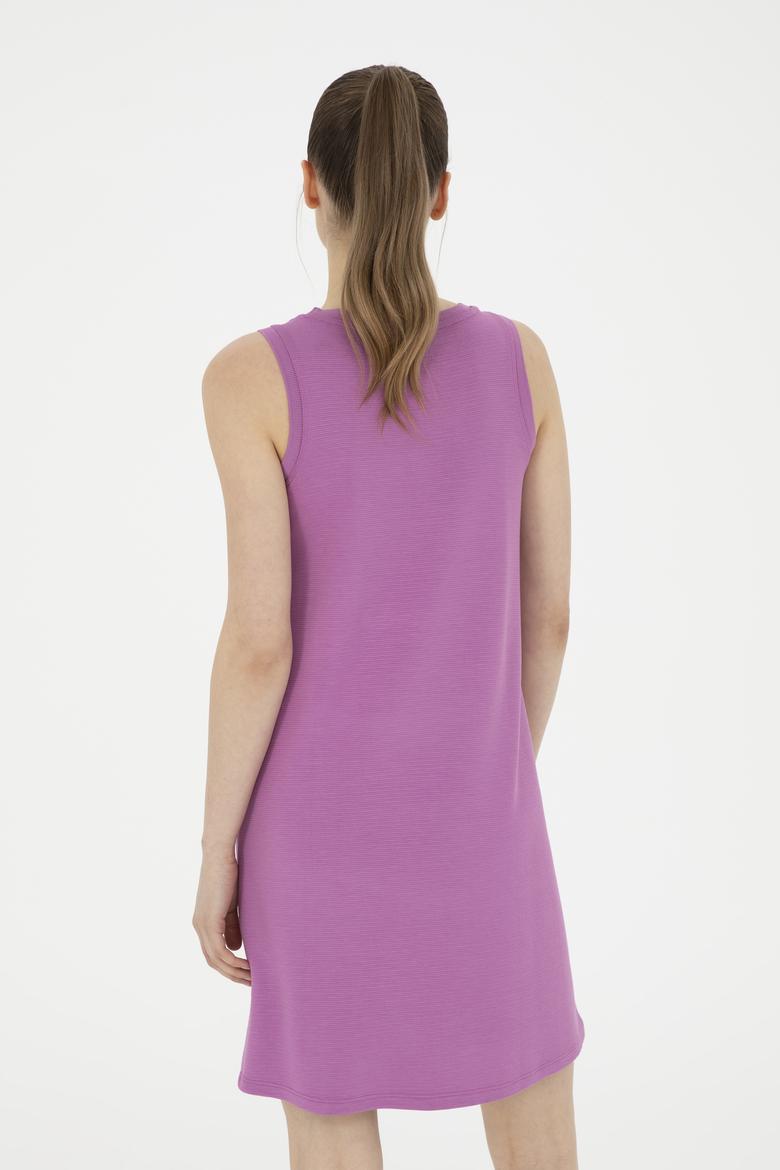 Kadın Menekşe Bisiklet Yaka Örme Elbise - 50281743044