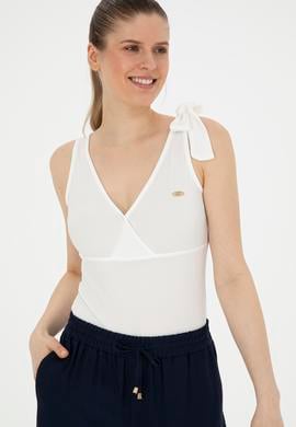 Kadın Beyaz V Yaka Tişört - 50287560005