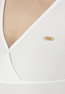 Kadın Beyaz V Yaka Tişört - 50287560005