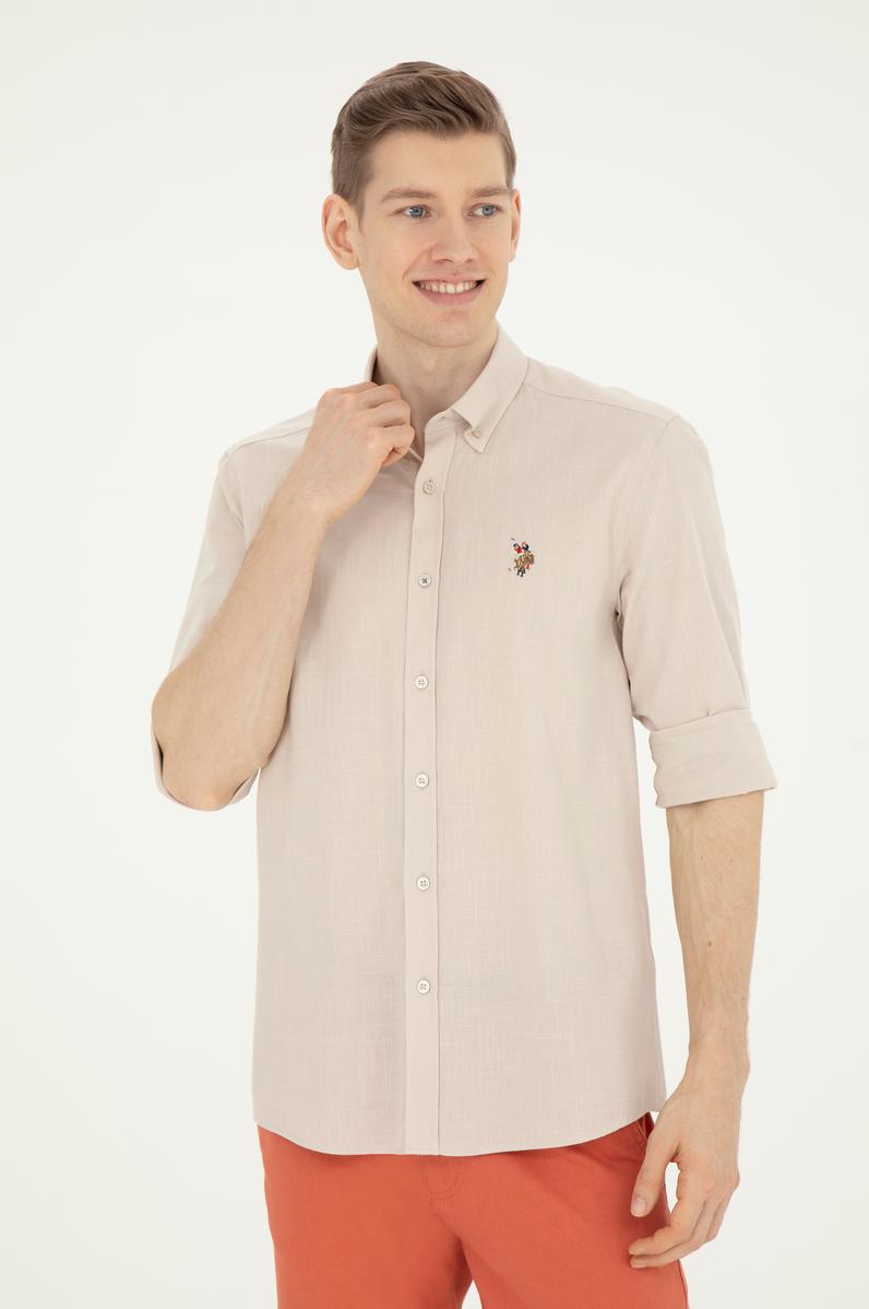 Erkek Taş Uzun Kollu Basic Gömlek