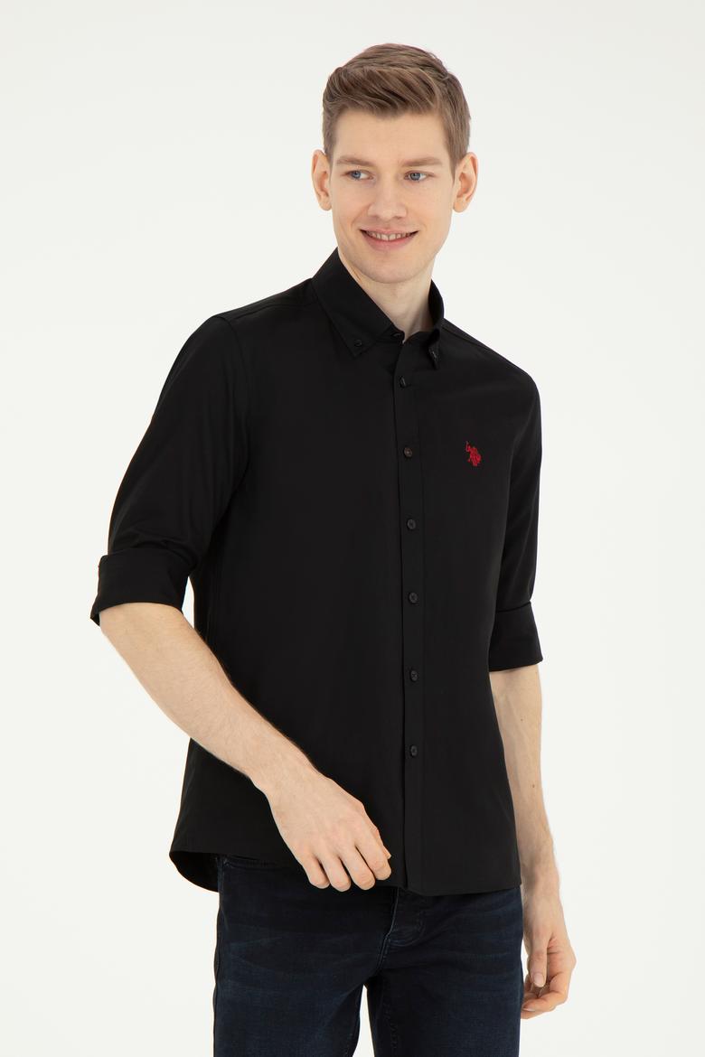 Erkek Siyah Uzun Kollu Basic Gömlek