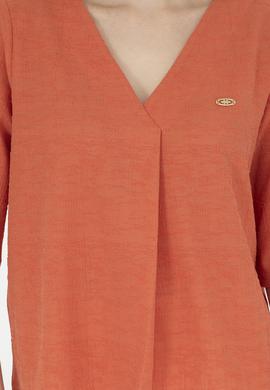 Kadın Pudra V Yaka Tişört - 50282864012