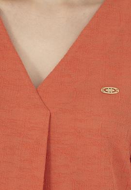 Kadın Pudra V Yaka Tişört - 50282864012