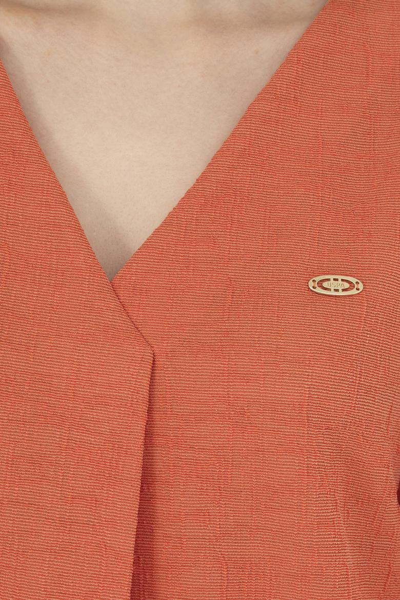 Kadın Pudra V Yaka Tişört - 50282864012