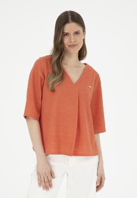 Kadın Pudra V Yaka Tişört - 50282864012