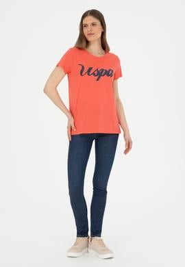 Kadın Nar Çiçeği Bisiklet Yaka Tişört - 50288687044