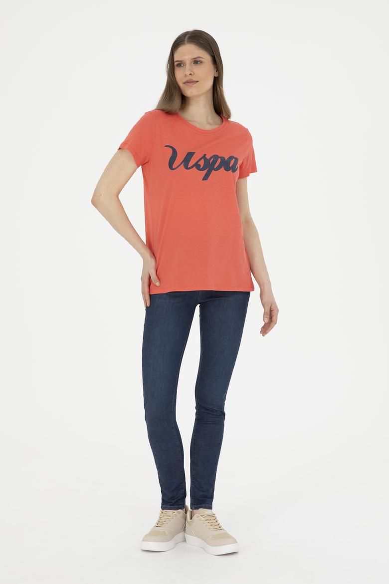 Kadın Nar Çiçeği Bisiklet Yaka Tişört - 50288687044