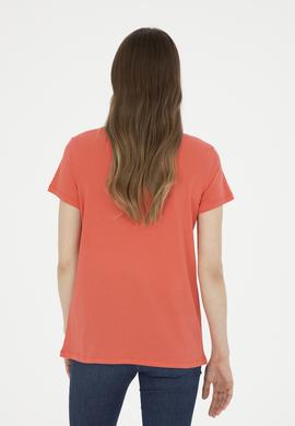 Kadın Nar Çiçeği Bisiklet Yaka Tişört - 50288687044