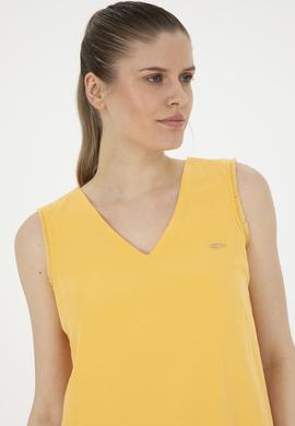 Kadın Safran V Yaka Dokuma Elbise - 50280580019