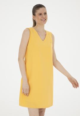 Kadın Safran V Yaka Dokuma Elbise - 50280580019