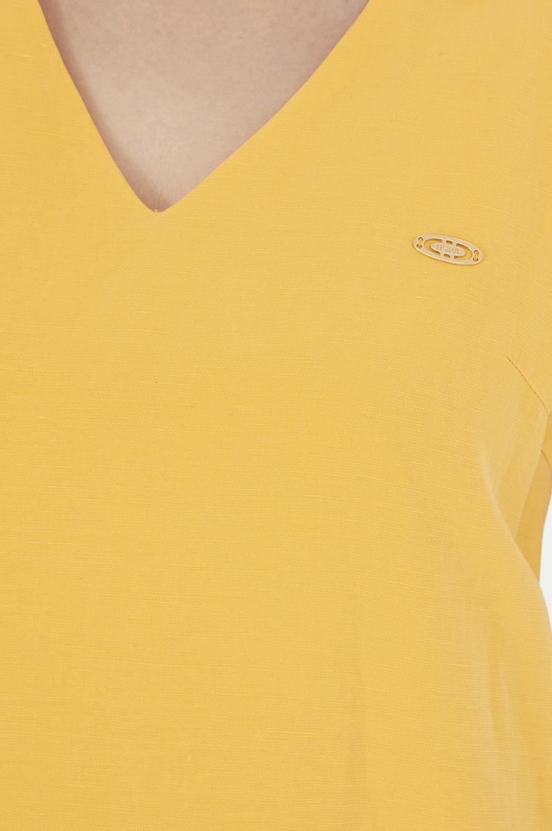 Kadın Safran V Yaka Dokuma Elbise