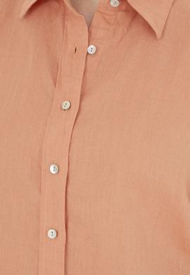 Kadın Somon Keten Uzun Kollu Gömlek - 50283640028