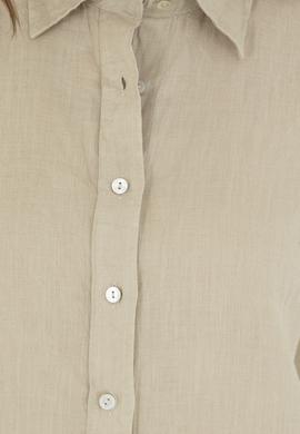 Kadın Açık Haki Keten Uzun Kollu Gömlek - 50283640034