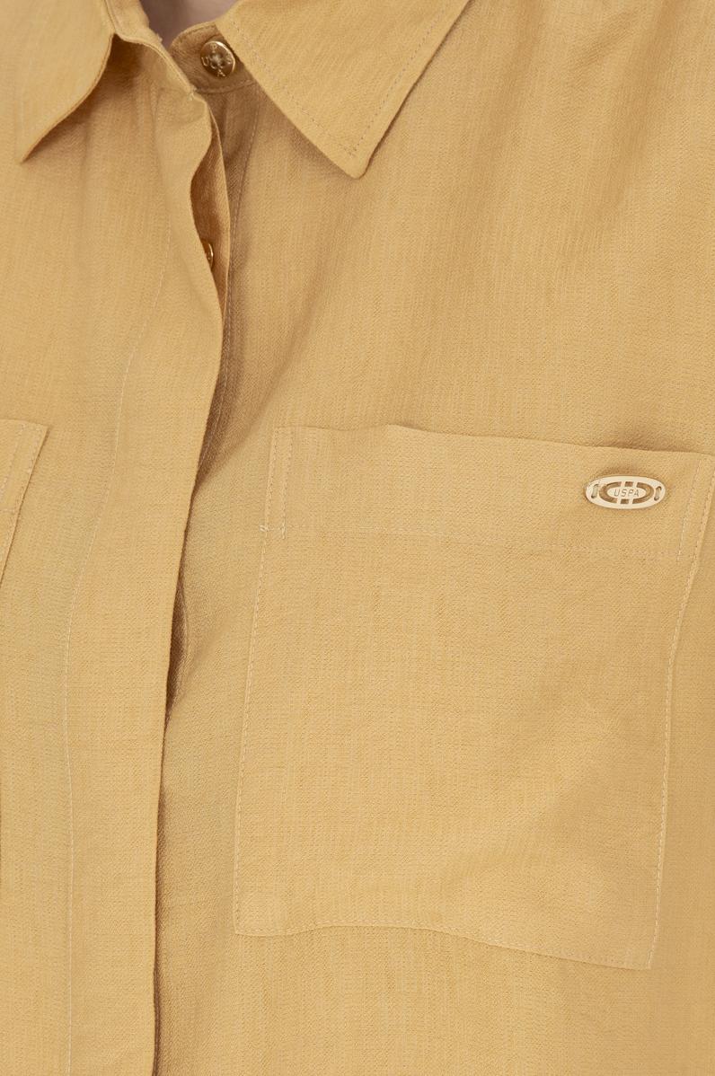 Kadın Safran Polo Yaka  Dokuma Elbise