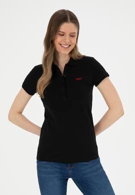Kadın Siyah Basic Polo Yaka Tişört - 50285846081