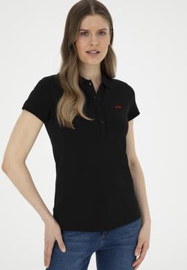 Kadın Siyah Basic Polo Yaka Tişört - 50285846081
