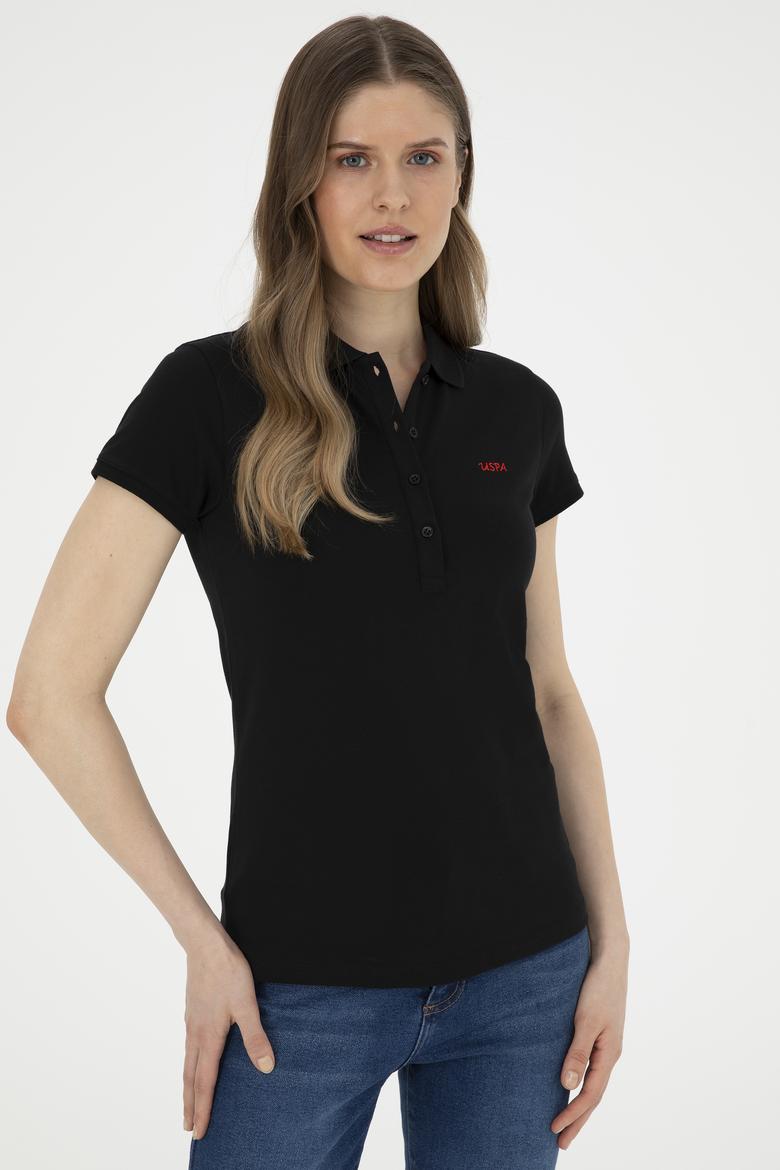 Kadın Siyah Basic Polo Yaka Tişört - 50285846081
