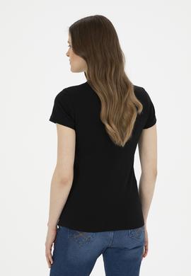 Kadın Siyah Basic Polo Yaka Tişört - 50285846081