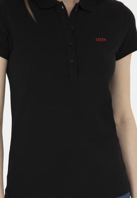 Kadın Siyah Basic Polo Yaka Tişört - 50285846081