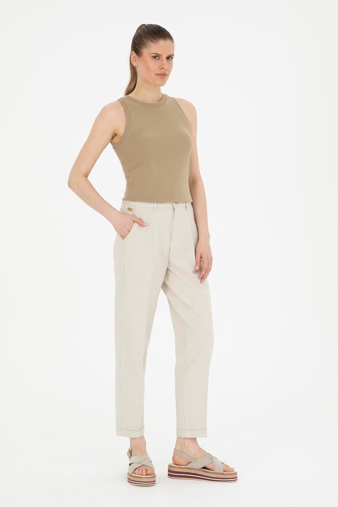 Kadın Açık Haki Kanvas Pantolon