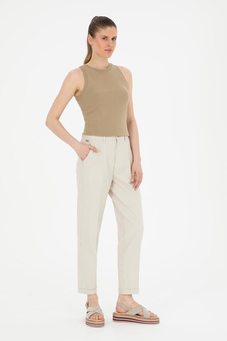 Kadın Açık Haki Kanvas Pantolon