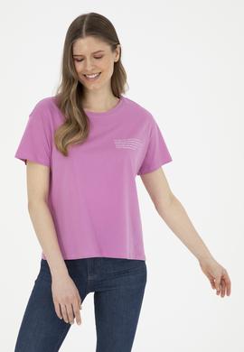 Kadın Menekşe Bisiklet Yaka Tişört - 50282900012